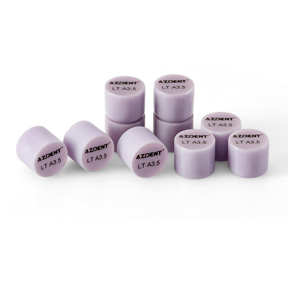 AZDENT Dental Ceramic Glass Ingots Press Lithium Disilicate Generation II Violet HT/LT/MO for Lab CAD CAM Restoration 10pcs/Box