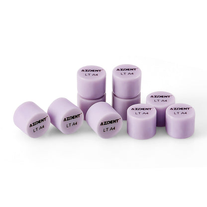 AZDENT Dental Ceramic Glass Ingots Press Lithium Disilicate Generation II Violet HT/LT/MO for Lab CAD CAM Restoration 10pcs/Box