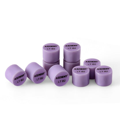 AZDENT Dental Ceramic Glass Ingots Press Lithium Disilicate Generation II Violet HT/LT/MO for Lab CAD CAM Restoration 10pcs/Box