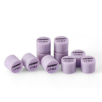AZDENT Dental Ceramic Glass Ingots Press Lithium Disilicate Generation II Violet HT/LT/MO for Lab CAD CAM Restoration 10pcs/Box