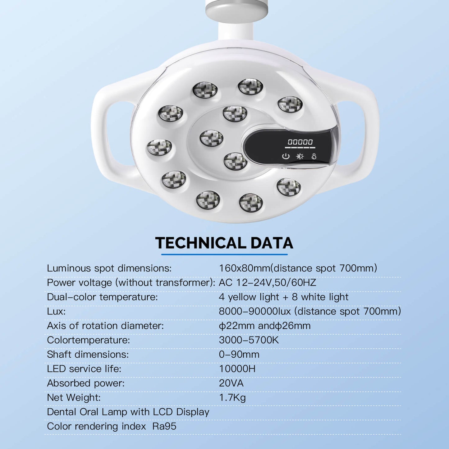 Dental Unit Chair LED Oral Light Lamp 12 Lights 20W Dual-Color Adjustable - azdentall.com