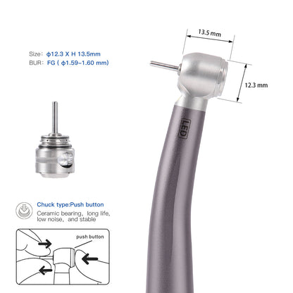 AZDENT Dental E-generator LED High Speed Handpiece with Quick Coupler 4 Holes - azdentall.com
