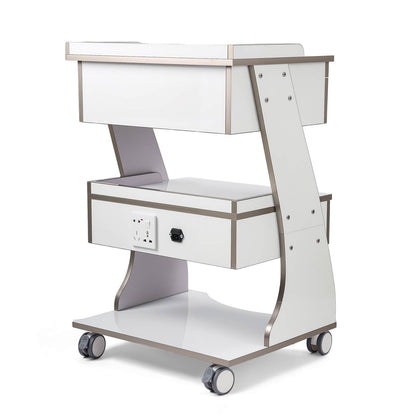 Dental Medical Mobile Cart Rolling Trolley Built-in Socket Double-Drawer Three-Tier Cart - azdentall.com
