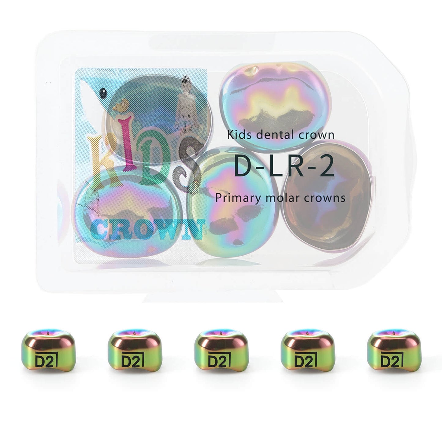 48 Sizes Dental Colored Primary Molar Kids Crown Teeth Stainless Steel Preformed Temporary Crowns 5pcs/Box