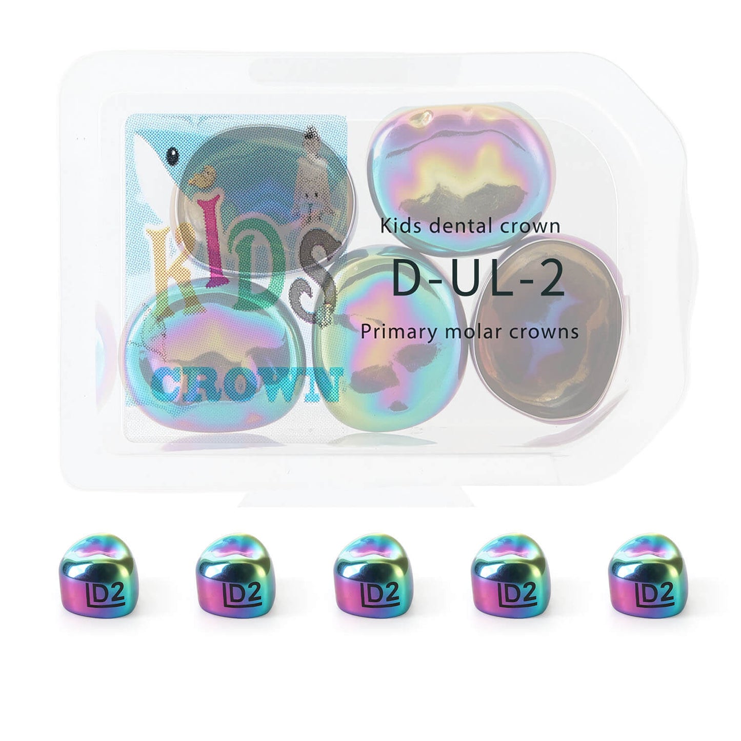 48 Sizes Dental Colored Primary Molar Kids Crown Teeth Stainless Steel Preformed Temporary Crowns 5pcs/Box