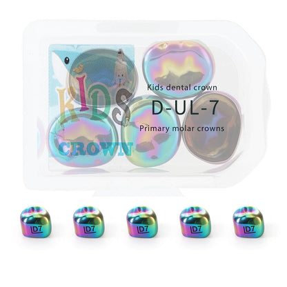 48 Sizes Dental Colored Primary Molar Kids Crown Teeth Stainless Steel Preformed Temporary Crowns 5pcs/Box