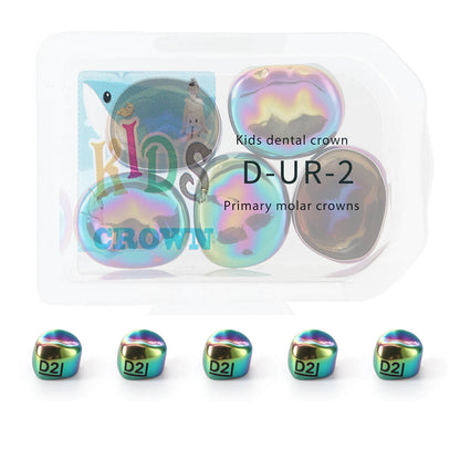 48 Sizes Dental Colored Primary Molar Kids Crown Teeth Stainless Steel Preformed Temporary Crowns 5pcs/Box
