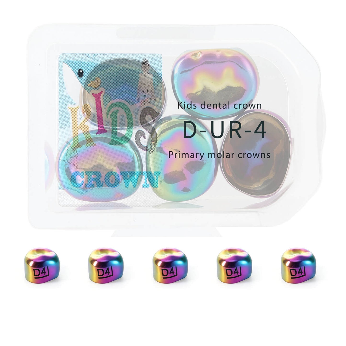 48 Sizes Dental Colored Primary Molar Kids Crown Teeth Stainless Steel Preformed Temporary Crowns 5pcs/Box