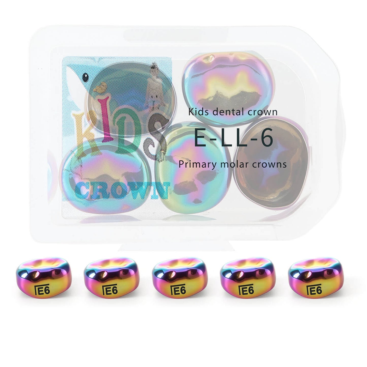 48 Sizes Dental Colored Primary Molar Kids Crown Teeth Stainless Steel Preformed Temporary Crowns 5pcs/Box