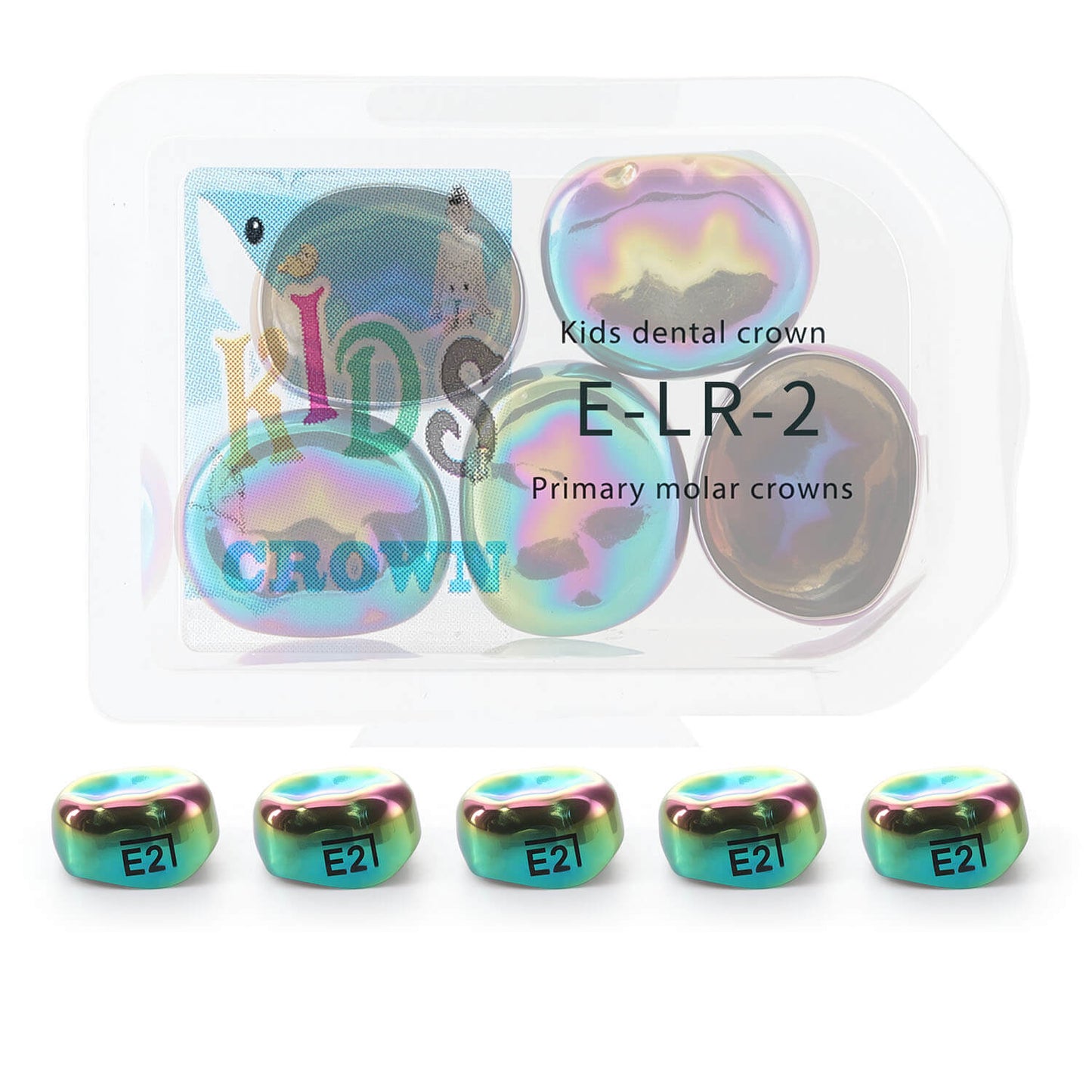 48 Sizes Dental Colored Primary Molar Kids Crown Teeth Stainless Steel Preformed Temporary Crowns 5pcs/Box