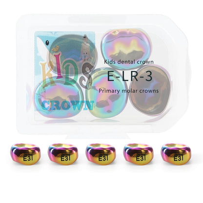48 Sizes Dental Colored Primary Molar Kids Crown Teeth Stainless Steel Preformed Temporary Crowns 5pcs/Box