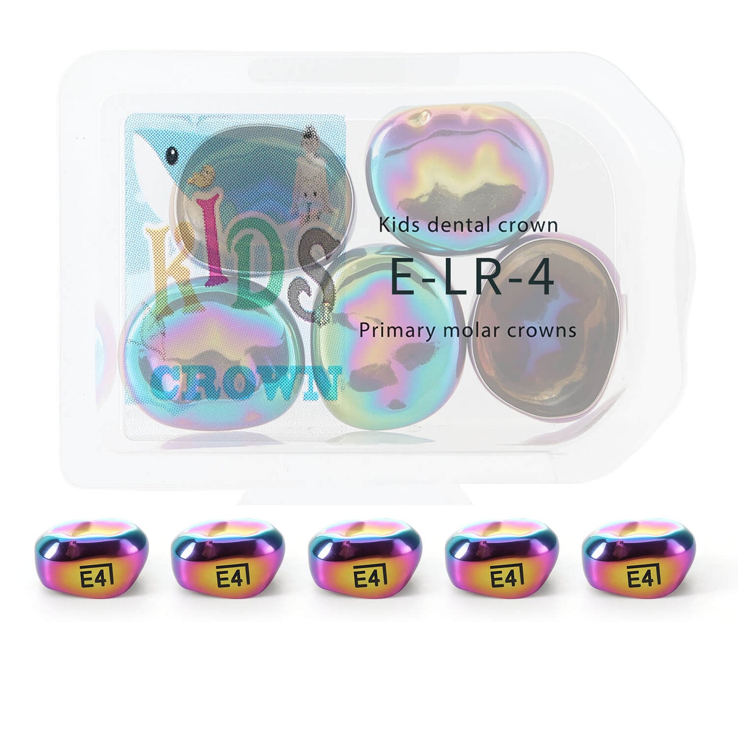 48 Sizes Dental Colored Primary Molar Kids Crown Teeth Stainless Steel Preformed Temporary Crowns 5pcs/Box
