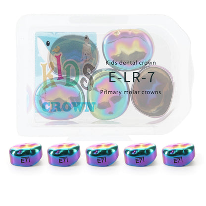48 Sizes Dental Colored Primary Molar Kids Crown Teeth Stainless Steel Preformed Temporary Crowns 5pcs/Box