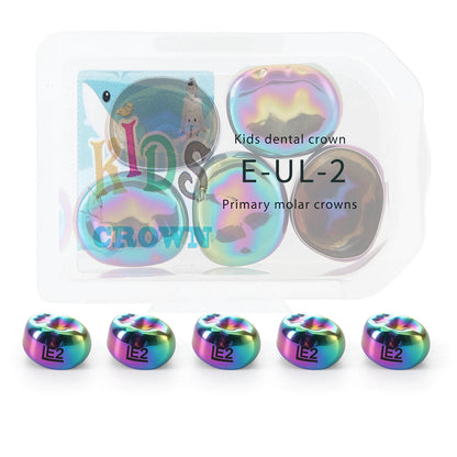 48 Sizes Dental Colored Primary Molar Kids Crown Teeth Stainless Steel Preformed Temporary Crowns 5pcs/Box