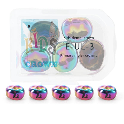48 Sizes Dental Colored Primary Molar Kids Crown Teeth Stainless Steel Preformed Temporary Crowns 5pcs/Box