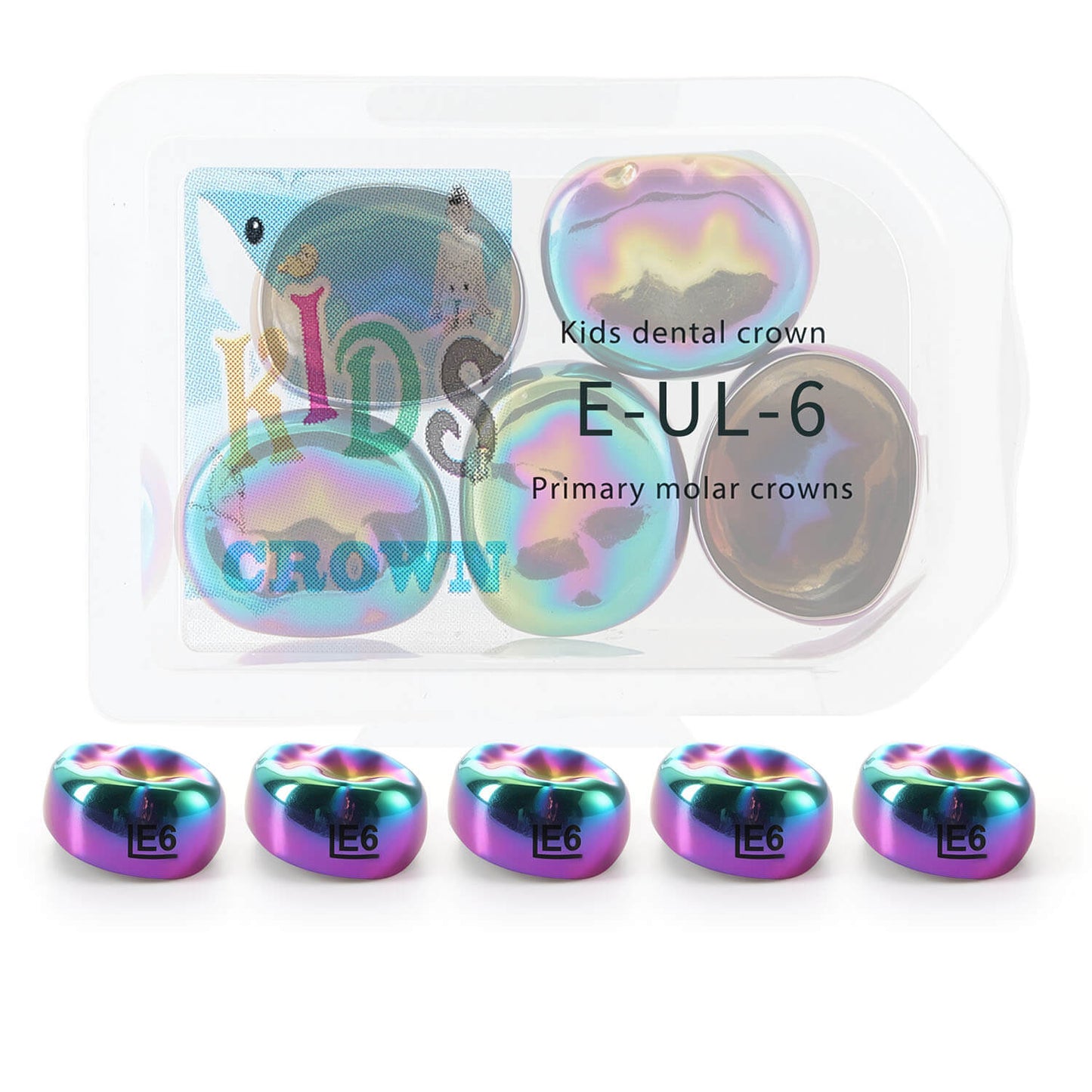 48 Sizes Dental Colored Primary Molar Kids Crown Teeth Stainless Steel Preformed Temporary Crowns 5pcs/Box