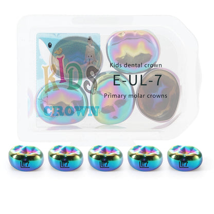 48 Sizes Dental Colored Primary Molar Kids Crown Teeth Stainless Steel Preformed Temporary Crowns 5pcs/Box
