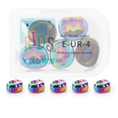 48 Sizes Dental Colored Primary Molar Kids Crown Teeth Stainless Steel Preformed Temporary Crowns 5pcs/Box