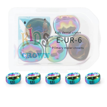 48 Sizes Dental Colored Primary Molar Kids Crown Teeth Stainless Steel Preformed Temporary Crowns 5pcs/Box