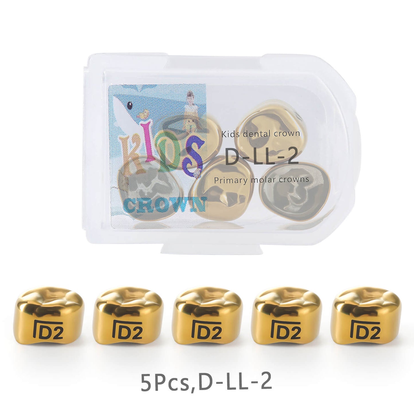 48 Sizes Dental Gold Primary Molar Kids Crown Stainless Steel Preformed Temporary Crowns 5pcs/Box