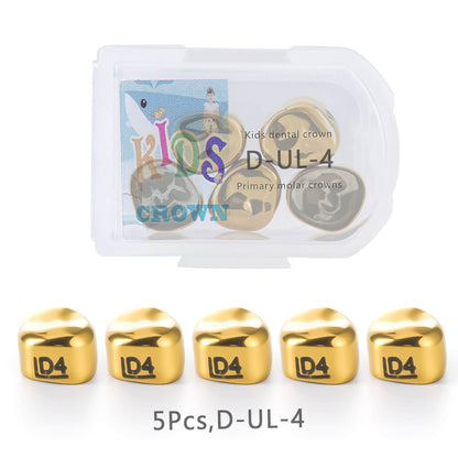 48 Sizes Dental Gold Primary Molar Kids Crown Stainless Steel Preformed Temporary Crowns 5pcs/Box