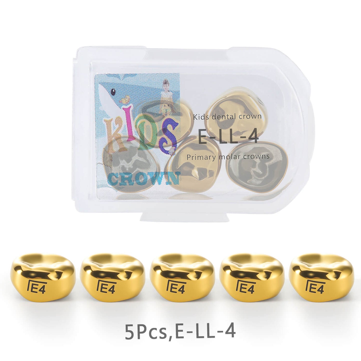 48 Sizes Dental Gold Primary Molar Kids Crown Stainless Steel Preformed Temporary Crowns 5pcs/Box