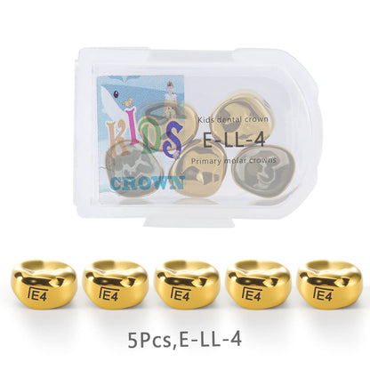48 Sizes Dental Gold Primary Molar Kids Crown Stainless Steel Preformed Temporary Crowns 5pcs/Box