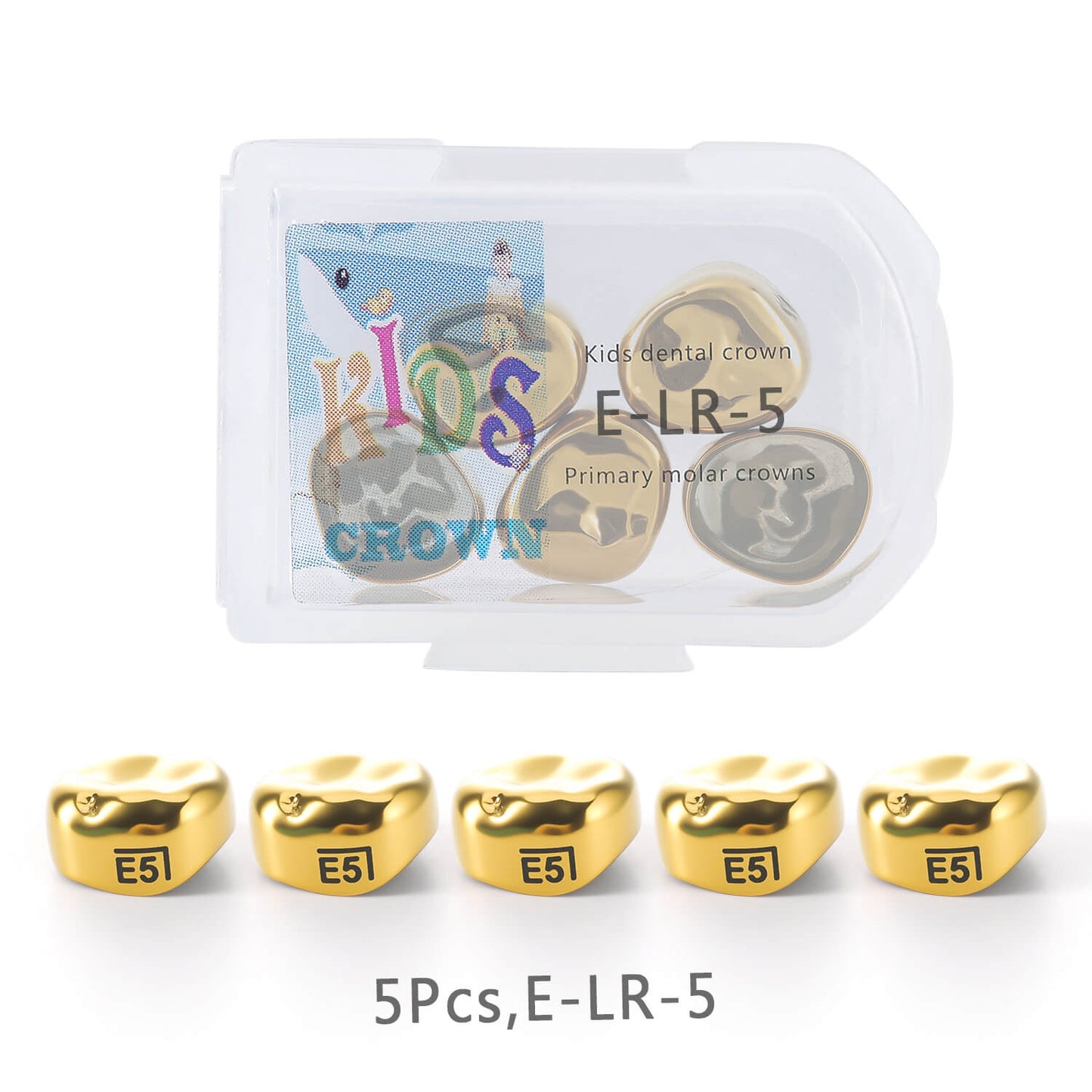 48 Sizes Dental Gold Primary Molar Kids Crown Stainless Steel Preformed Temporary Crowns 5pcs/Box
