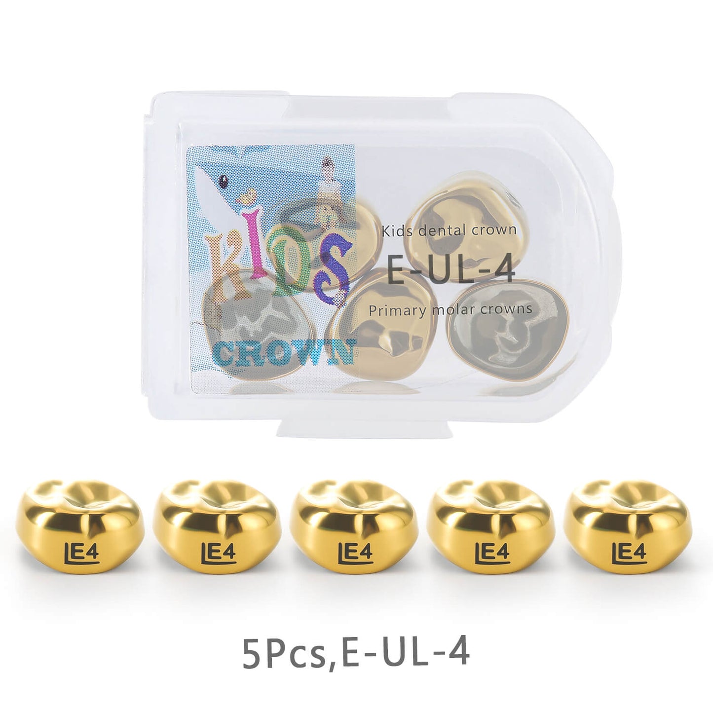 48 Sizes Dental Gold Primary Molar Kids Crown Stainless Steel Preformed Temporary Crowns 5pcs/Box