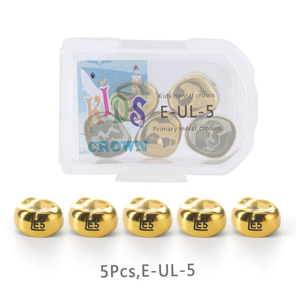 48 Sizes Dental Gold Primary Molar Kids Crown Stainless Steel Preformed Temporary Crowns 5pcs/Box