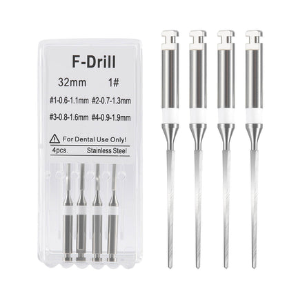 Dental Endodontic F Drill Reamers Fiber Post Drills 32mm 4pcs/Box - azdentall.com
