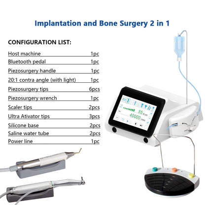 Dental 2 IN 1 Bone Cutter Surgery & Implant Device w/ Piezosurgery Handle and 20:1 LED Contra Angle - azdentall.com