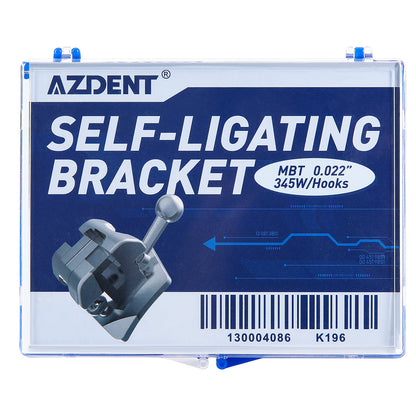 AZDENT Metal Self-Ligating Brackets with Buccal Tube Roth/MBT 3-4-5 Hook 28pcs /kit