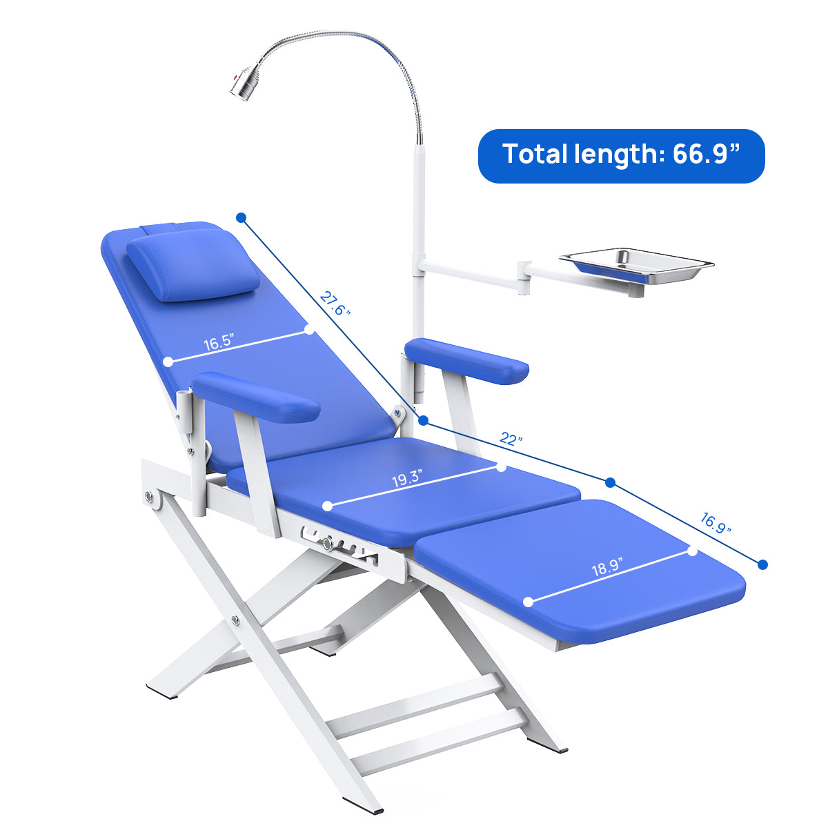 Dental Portable Chair Simple Type-Folding Chair With LED Cold Light Blue