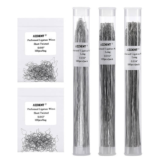 Dental Orthodontic Wire Preformed Ligature Ties Stainless Steel Long / Short Twist / 0.010 / 0.012 / 0.014 100pcs/Pack - azdentall.com