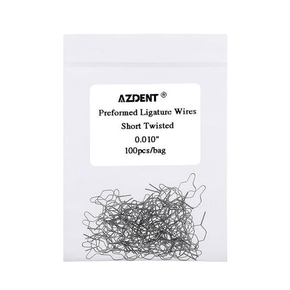 Dental Orthodontic Wire Preformed Ligature Ties Stainless Steel Short Twist 0.010 100pcs/Pack - azdentall.com