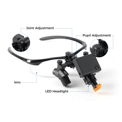 Dental Magnification Medical Surgical Binocular Loupes 3.0X-6.0X with LED Head Light - azdentall.com
