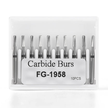 Dental Tungsten Carbide Bur FG 1958 Metal Cutting 10pcs/Box - azdentall.com