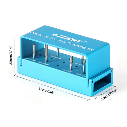 AZDENT Dental Zirconia Diamond Finishing Bur Kit FG 1.6mm Blue 8pcs/Box - azdentall.com