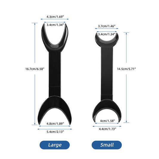 Dental T-Shape Double Head Cheek Retractors Mouth Opener Large & Small Black 4Pcs/Set - azdentall.com