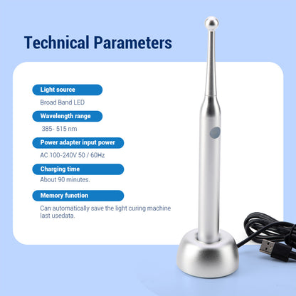 Dental Wireless LED Curing Light Lamp Broad Band 10W 2300mW/cm² - azdentall.com
