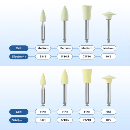 Dental Composite Silicone Polishing Kit RA2.35mm Medium and Fine 8Pcs/Box - azdentall.com