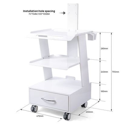 Dental Mobile K2 Mouth Sweeping Trolley Rolling Cart Three Layer - azdentall.com