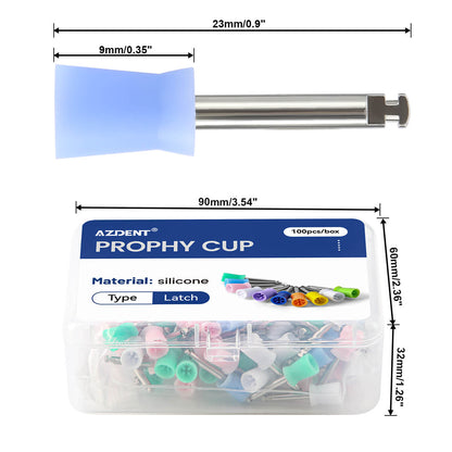 AZDENT Dental Rubber Polishing Prophy Cup Brushes RA2.35mm For Contra-angle Handpiece 100pcs/Box - azdentall.com