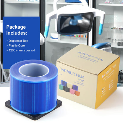 Dental Medical Barrier Film Tape Roll Adhesive 4"x6" 1200Sheets/Roll - azdentall.com