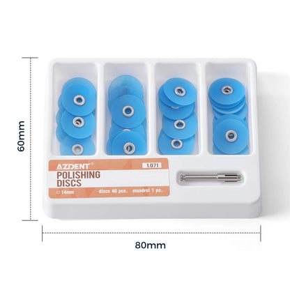 AZDENT Composite Polishing Discs φ14mm with Mandrel NO1.071 40Pcs/Box - azdentall.com