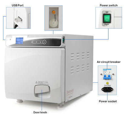Dental 22L Class N Autoclave Steam Sterilizer LCD Table Top Dry Function - azdentall.com