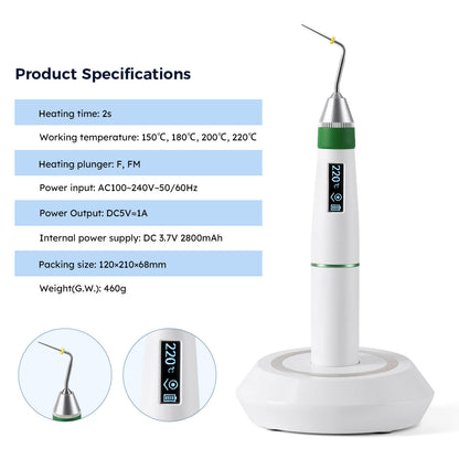 Dental Endo Gutta Percha Obturation System Endo Heated Pen with 2 Heating Tips - azdentall.com