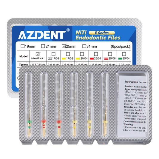 AZDENT Dental Series E Heat-Activated Rotary Endo Files #17-#35 25mm 6pcs/Pack - azdentall.com