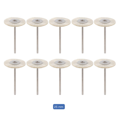 Dental Polishing Brush Wheel White Goat Hair 25mm 10pcs/Pack - azdentall.com